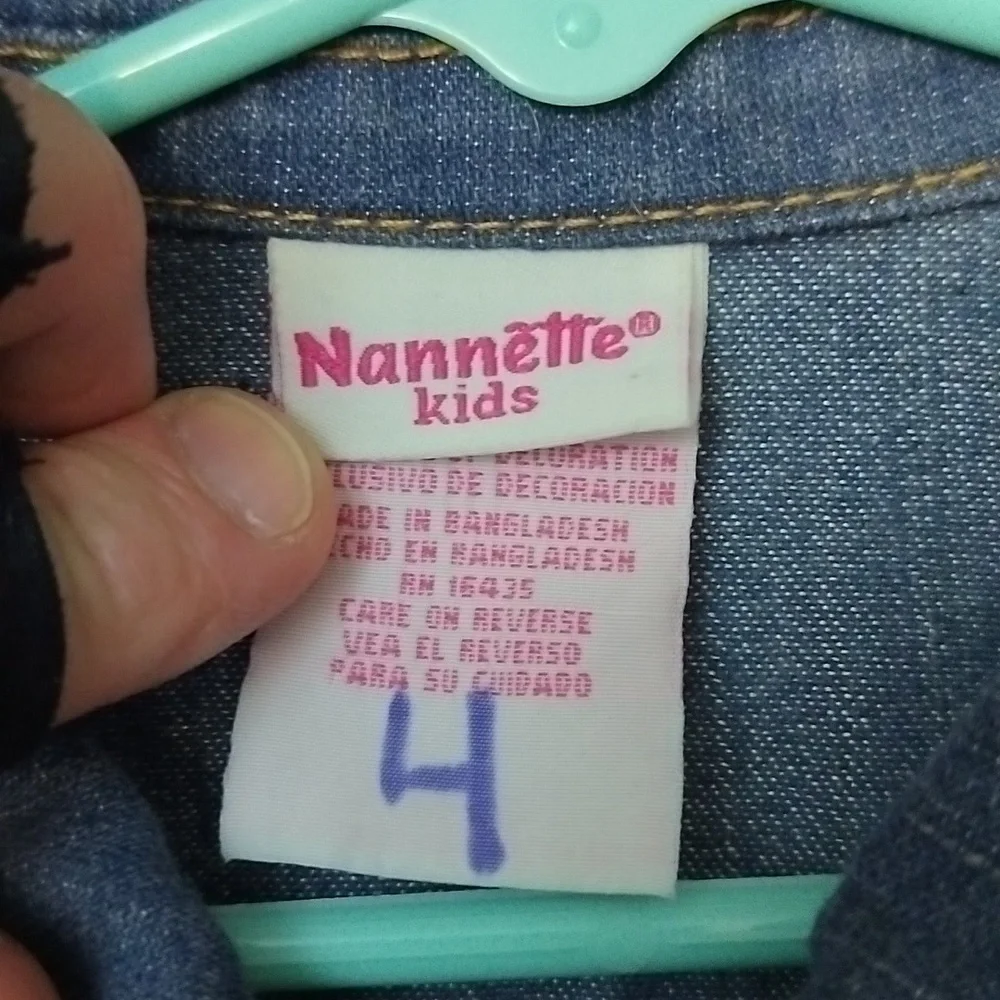 Kids Denim Jacket Floral Embroidery Size 4